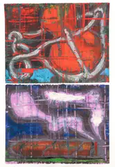 Aaron Fink, 2 pieces. Cigar and Tomato, 1998, gouache, watercolor, and mixed media on paper