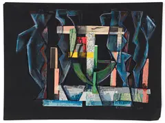 Emanuel Glicen Romano, Untitled Abstract, 1957, mixed media collage with pastel, watercolor, and pencil