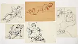 Enrico Glicenstein, (Polish/Jewish/American, 1870-1942), Group of 5 Drawings of Figures Reading, 1937-40