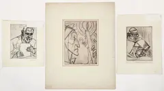 Enrico Glicenstein, (Polish/Jewish/American, 1870-1942), Group of 3 Etchings: Dante, The Philosopher, and A Monk, 1921-32, dry point, etching on paper, all