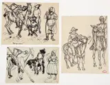 Enrico Glicenstein, (Polish/Jewish/American, 1870-1942), Group of 3 Drawings of Don Quixote, include two of Sancho and Dulcinea