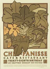 David Lance Goines, Chez Panisse, Café and Restaurant, Thirty-Eight Birthday, 2009, color, lithograph