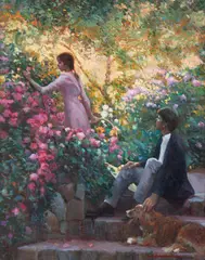 Donald Hatfield, On the Garden Steps, oil on canvas