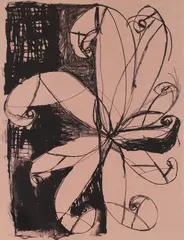 Roberto Juarez, Spiral Suril, 1988, lithograph printed on plum colored paper mounted to a