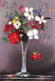 Aleah Koury, Still Life of Flowers, mixed media on paper