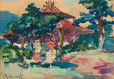 Jan Matulka, Mother with Children in the Park, undated