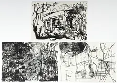 Santi Moix, Abstractions (3), etching, aquatint, and carborundum