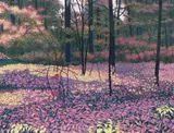 Autumn Woods, 1987, reduction color by Gordon Morstensen, woodcut, offered Aug 2026