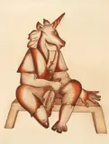 Alexandra Nechita, Unicorn with Violin, 2008, etching on paper