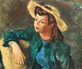 Robert Phillips, Girl in Yellow Hat, oil on canvas