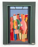Automatic Doors by Edmund Dante Pollastrello, 1972, acrylic on canvas and wood, offered Aug 2026