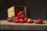 Ron Schaefer, Still Life with Strawberries, undated, oil on board