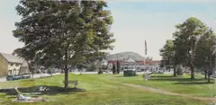 Altoon Sultan, Village Green, South Royalton, Vermont, 1987, drypoint etching with hand coloring