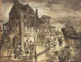 Aaron Sopher, Baltimore Harbor Scene, undated, c.1940s, pen and ink on paper