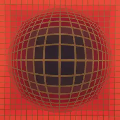 Victor Vasarely, Vega in Red, serigraph printed in colors