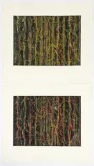 Kim Westcott, Link Track I and II, 2003, drypoint, pigment and encaustic wax on paper