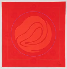 Jack Youngerman, Nimbus Vermillion, 1984, original, Silkscreen, pochoir and aquatint intaglio on Arches wove paper