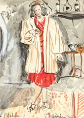 Malvin Marr Albright, (American 1897-1983), Standing Woman, 1947, gouache and watercolor
