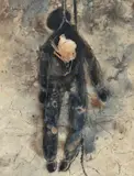 The Lynching, 1980's by Donna Hollen Bolmgren, mixed media and collage on hand made paper, offered Aug 2026