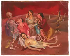 Holocaust by Frank Dininno, 1947, oil on thin paper board, offered Aug 2026