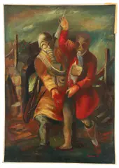 War by Frank Dininno, 1939, oil on canvasboard, offered Aug 2026