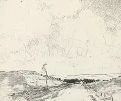 Chauncey Foster Ryder, The Bradford Road, 1925, stone, lithograph printed by Bolton Brown legendary printmaker
