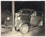 Charles Harris, (African-American/Pittsburgh, 1908-1998), Car wrecked into telephone or utility pole, taken 1939-1945, printed later, silver gelatin