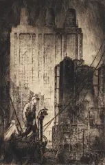 Otto Kuhler, Superstation [aka, A Glimpse into the Future], c.1923-, 1928, etching on paper