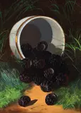 Blackberries Forest Floor Still Life, late 19th or by possibly M. Stout, oil on canvasboard, offered Aug 2026
