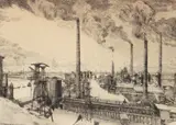 Industry on The Rhein by Heinrich Otto, etching, offered Aug 2026