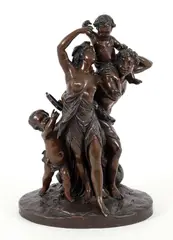 Michel Claude Clodion, The Triumph of Bacchus, patinated, bronze sculpture, cast signature at base. Approximately