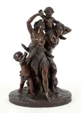 Michel Claude Clodion, The Triumph of Bacchus, patinated, bronze sculpture, cast signature at base. Approximately