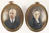 Husband and Wife Portrait Miniatures by A. Birnbon, watercolor, tempera, or gouache, offered Aug 2026