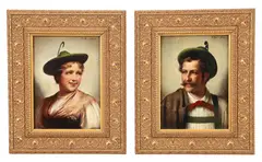 Alois Binder, Man and Women wearing Tyrolean Costumes, oil on board