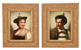 Alois Binder, Man and Women wearing Tyrolean Costumes, oil on board