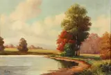 Autumn Landscape by A. Heaton, oil on canvas, offered Aug 2026