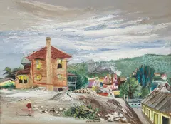 Aaron Bohrod, The Valley, gouache on board