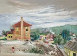 Aaron Bohrod, The Valley, gouache on board