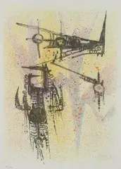 Wifredo Lam, Untitled, from The Flight Portfolio, printed in 1967, published in 1971, color, lithograph on Rives paper