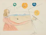 Salvador Dalí, Dalinian Prophecy - from the Imagination and Objects of the Future Portfolio, 1975, etching with pochoir color on wove paper (no watermark)