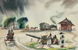 Philip Latimer Dike, American Town, with Trains Station, undated, c.1930s