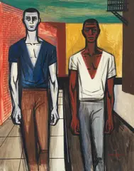 Two Standing Figures by Seymour Fogel, 1944, gouache on paper, offered Jun 2026