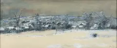 Bernard Gantner, Countryside in Winter, 1979, watercolor and gouache on paper