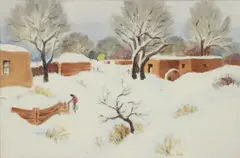 Gene Kloss, Snow and Adobe, undated, watercolor on paper