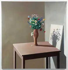 Untitled Still Life with Vase and Flowers by Jimmy C. Lueders, 1985, oil on canvas, offered Jun 2026