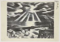 Jan Matulka, Maine, or Landscape from Maine, Sunrise, c. 1925, lithograph on cream wove paper