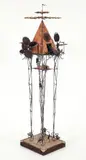 Barry Phillips, Flying Machine from the Odin Series, late 20th century, welded metal, bronze, wood, glass, and fabric sculpture. Apparently