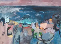 Morris Shulman, Rocks and Sea #2, 1950, gouache on paper