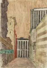 Joseph Solman, New York City Street Scene, 1982, color, monotype, oil on paper