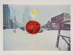Robert Whitman, Untitled (Red Sphere in Cityscape), 1973, serigraph printed in colors